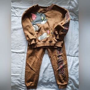 Tom And Jerry Tan Fleece Matching Set
